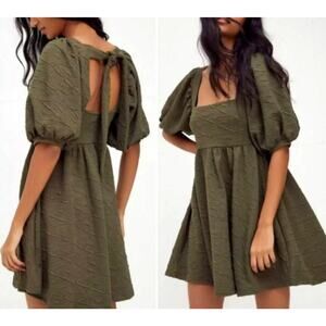 Free People Women’s Violet Mini Dress Olive Green Size Large NEW